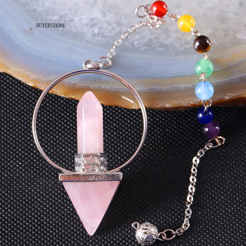 Reiki Healing Pink Crystal Pendulum 50x20MM