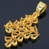 Golden Citrine Pendant Earrings Set 14K Silver Daily Wear Jewelry