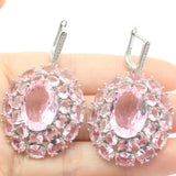Rhodolite Garnet Pink Kunzite Citrine Tanzanite CZ Wedding Silver Earrings