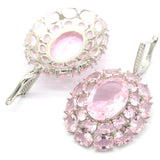 Rhodolite Garnet Pink Kunzite Citrine Tanzanite CZ Wedding Silver Earrings