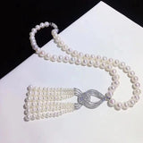 Women's CZ-inlaid Pearl Bracelet Buckle, Necklace Clasp, Sweater Chain Connector