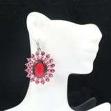 Big Pink Rhodolite Garnet Silver Earrings for Women