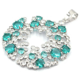 Big Size Rich Aquamarine Green Peridot CZ Silver Pendant