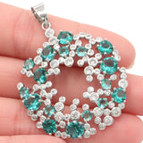 Big Size Rich Aquamarine Green Peridot CZ Silver Pendant