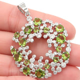 Big Size Rich Aquamarine Green Peridot CZ Silver Pendant