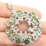 European Big Hollow Green Tsavorite Garnet Violet Tanzanite CZ Silver Pendant