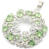 European Big Hollow Green Tsavorite Garnet Violet Tanzanite CZ Silver Pendant