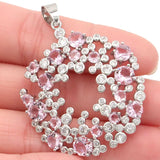 50x37mm Pink Kunzite CZ Silver Pendant for Women