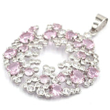 50x37mm Pink Kunzite CZ Silver Pendant for Women
