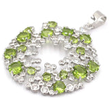 Large Green Peridot CZ Silver Pendant for Women
