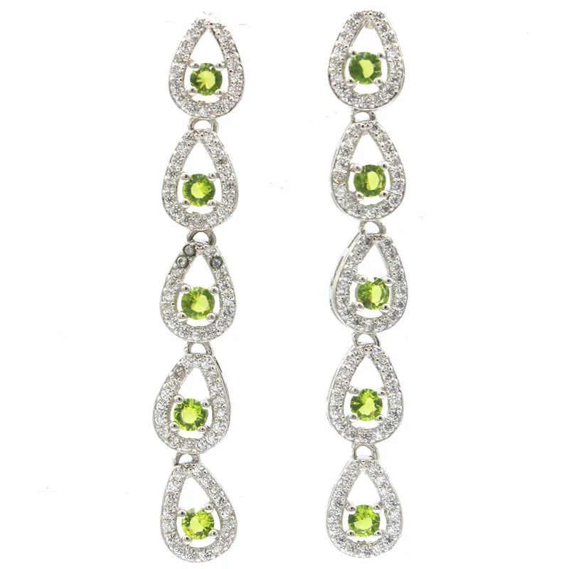 Aquamarine Garnet Peridot Tanzanite CZ Earrings