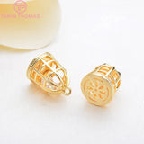 6PCS 12x9MM 24K Brass Zircon Birdcage Charms Pendants DIY Jewelry Findings