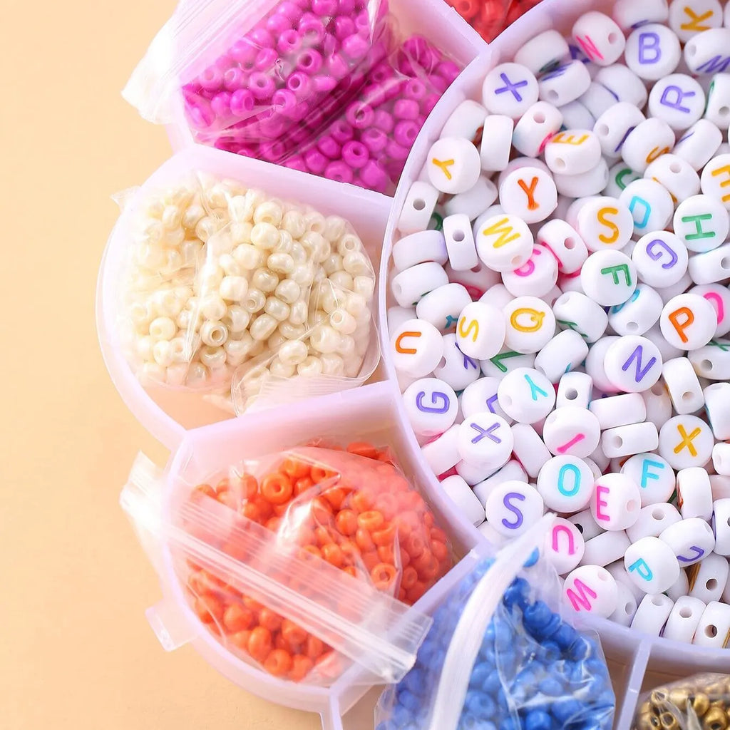 5100pcs Random Letter Jewelry Box Soft Pottery Colored Square Letter Rice Bead