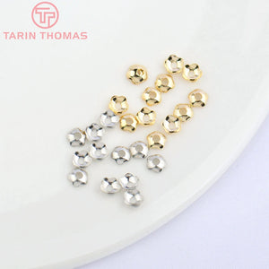 100PCS 4MM 24K Plated Brass Flower Beads Caps DIY Jewelry Findings