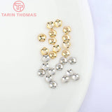 100PCS 4MM 24K Plated Brass Flower Beads Caps DIY Jewelry Findings