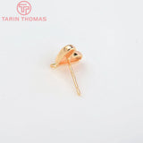 6PCS 8.5x7MM 24K Brass Heart Stud Earrings DIY Jewelry Findings
