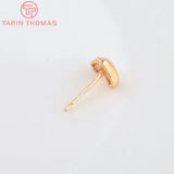 6PCS 8.5x7MM 24K Brass Heart Stud Earrings DIY Jewelry Findings