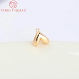 6PCS 8.5x7MM 24K Brass Heart Stud Earrings DIY Jewelry Findings