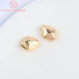 6PCS 12x14MM 24K Plated Brass Rhombus Shape Beads for Bracelet DIY Jewelry