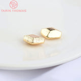 6PCS 12x14MM 24K Plated Brass Rhombus Shape Beads for Bracelet DIY Jewelry