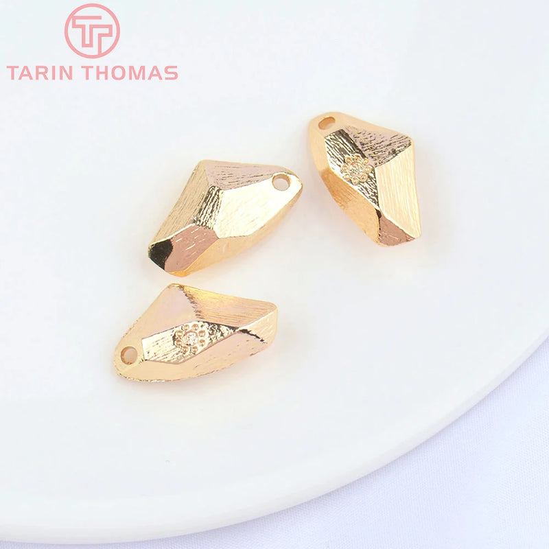 6PCS 11.5x20MM Brass Flower Pendants 24K Plated DIY Jewelry Accessories
