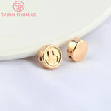 10PCS 8MM 24K Plated Brass Smiley Spacer Beads DIY Jewelry Accessories