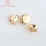 10PCS 8MM 24K Plated Brass Smiley Spacer Beads DIY Jewelry Accessories