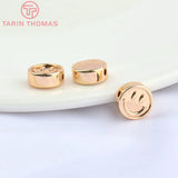 10PCS 8MM 24K Plated Brass Smiley Spacer Beads DIY Jewelry Accessories