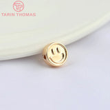 10PCS 8MM 24K Plated Brass Smiley Spacer Beads DIY Jewelry Accessories