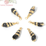 6PCS 12x31MM 24K Brass & Shell Pendants
