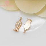 10PCS 5x13.5MM 24K Champagne Plated Brass Flower Charms Pendants