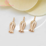 10PCS 5x13.5MM 24K Champagne Plated Brass Flower Charms Pendants