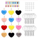 Colorful Pom Poms Ball Set with Jump Rings and Key Chains