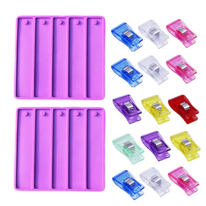Long Nail Card Clips Silicone Mold for Keychain Charm Making