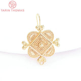 4PCS 25x33MM 24K Plated Chinese Knot Earrings Hooks DIY Jewelry