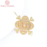 4PCS 25x33MM 24K Plated Chinese Knot Earrings Hooks DIY Jewelry