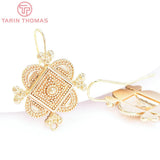 4PCS 25x33MM 24K Plated Chinese Knot Earrings Hooks DIY Jewelry