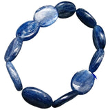 Natural Blue Kyanite Oval Beads Stretchable Bracelet, Unisex