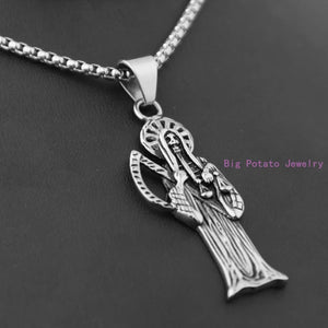 Vintage Death Pendant Necklace - Handsome Mens Gift Jewelry Chain