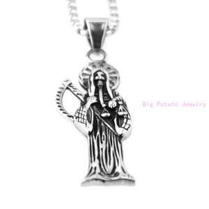 Vintage Death Pendant Necklace - Handsome Mens Gift Jewelry Chain