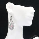 Pink Tourmaline Aquamarine CZ Silver Earrings for Women