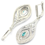 Pink Tourmaline Aquamarine CZ Silver Earrings for Women