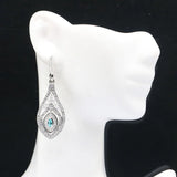 Pink Tourmaline Aquamarine CZ Silver Earrings for Women