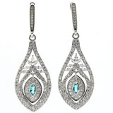 Pink Tourmaline Aquamarine CZ Silver Earrings for Women