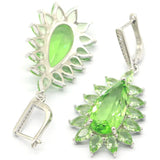 14g Green Tsavorite Garnet CZ 925 Silver Earrings for Women