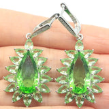 14g Green Tsavorite Garnet CZ 925 Silver Earrings for Women