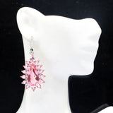 Gorgeous 14g Pink Tourmaline Aquamarine CZ Women Wedding 925 Silver Earrings