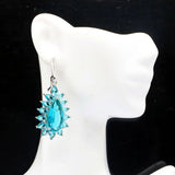 Gorgeous 14g Pink Tourmaline Aquamarine CZ Women Wedding 925 Silver Earrings