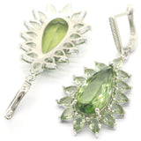 Beautiful Green Amethyst Pink Kunzite CZ Silver Earrings
