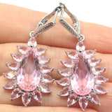 Beautiful Green Amethyst Pink Kunzite CZ Silver Earrings
